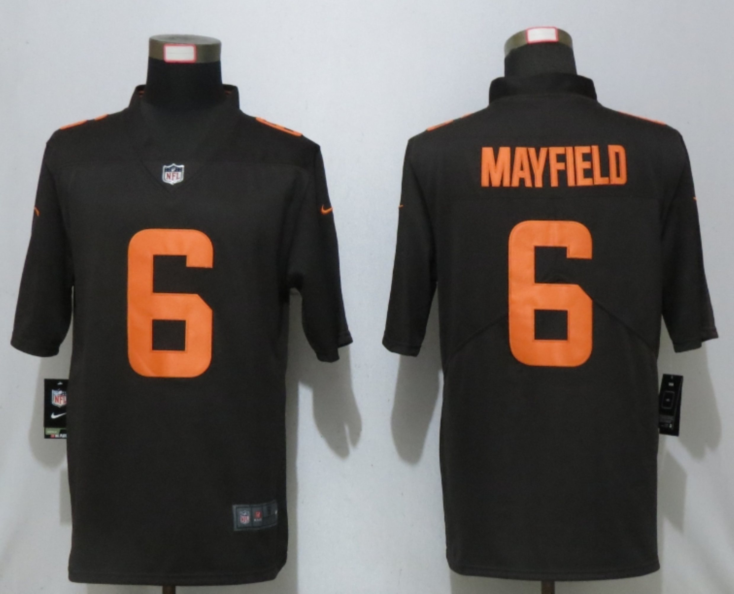 Men New Nike Cleveland Browns 6 Mayfield Brown lternate Vapor Limited Jersey